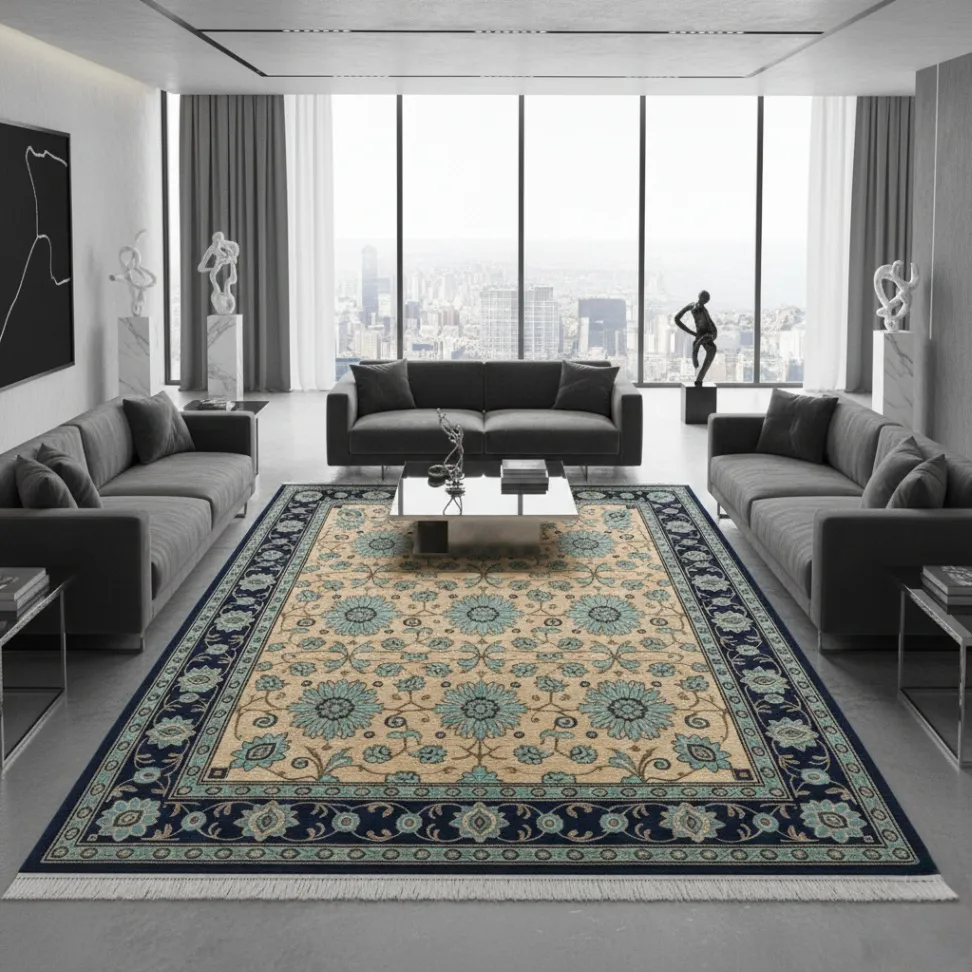 Handmade Floral Knotted Wool Rug