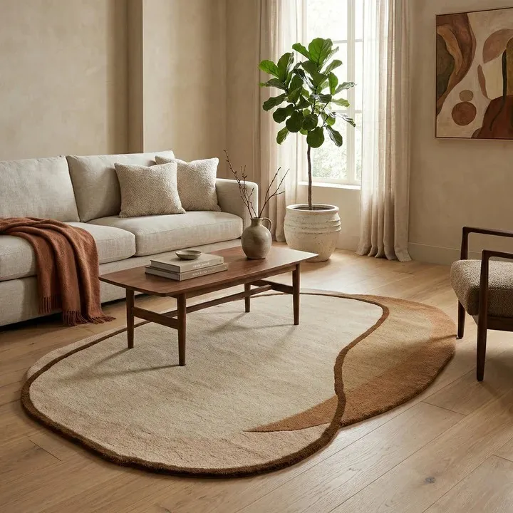 Handmade Tufted Abstract Irregular Shape Area Rug