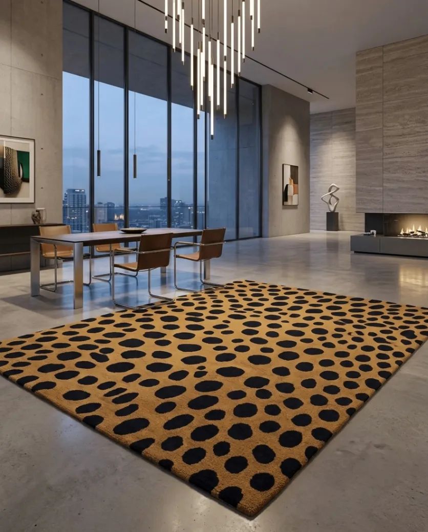 Luxury Handmade Tufted Leopard Print Rug