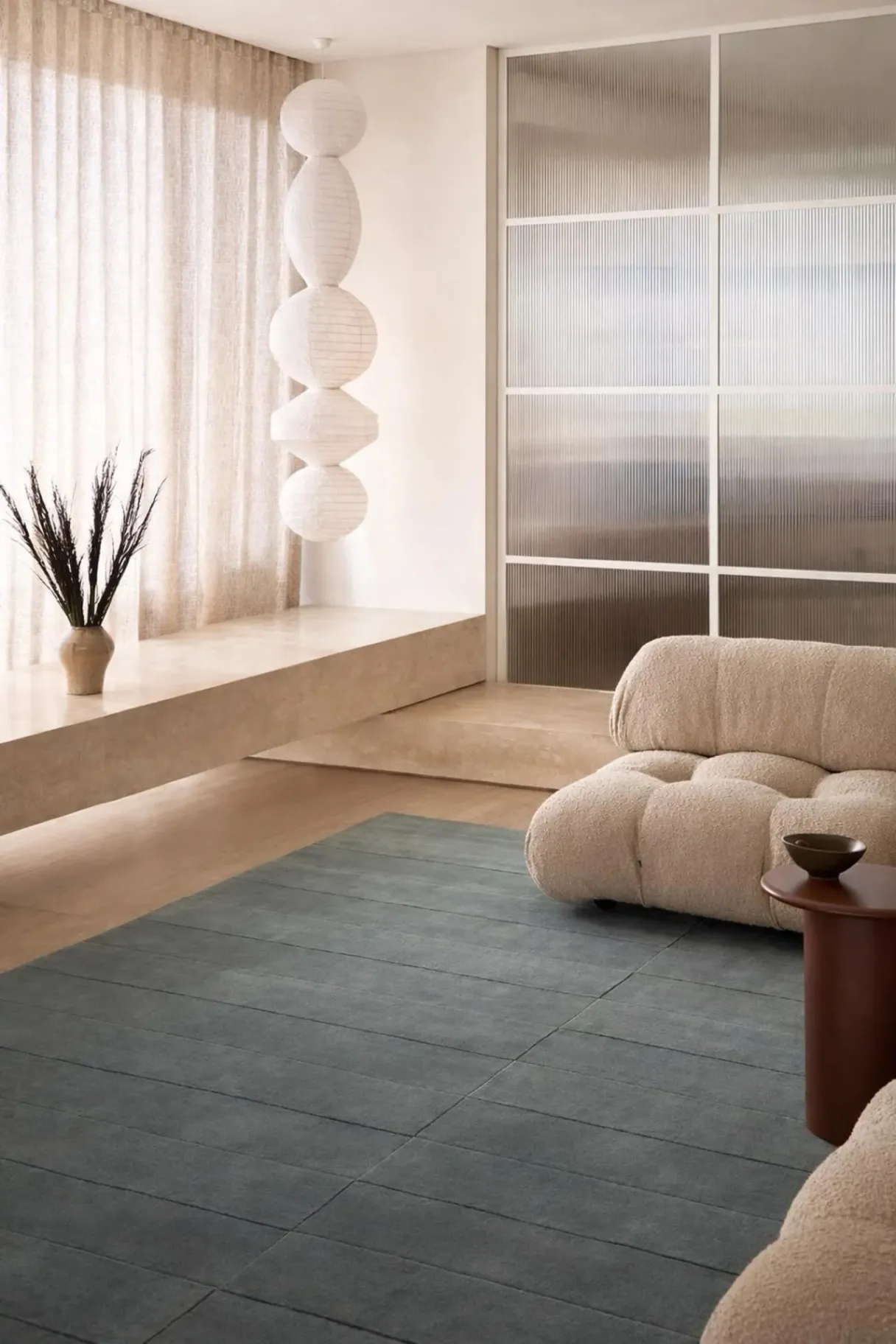 Handmade Tufted Blue Cotton Wool Luxury Rug